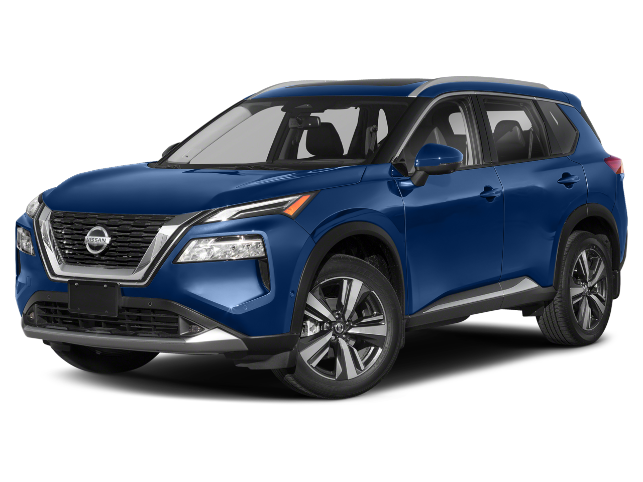 2023 Nissan Rogue Platinum in Caspian Blue Metallic — front three-quarter view